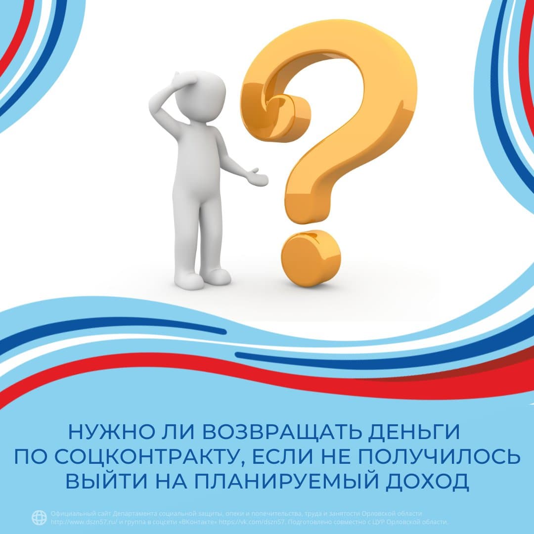 Нужно ли возвращать деньги по соцконтракту, если не получилось выйти на планируемый доход Нужно ли возвращать деньги по соцконтракту, если не получилось выйти на планируемый доход