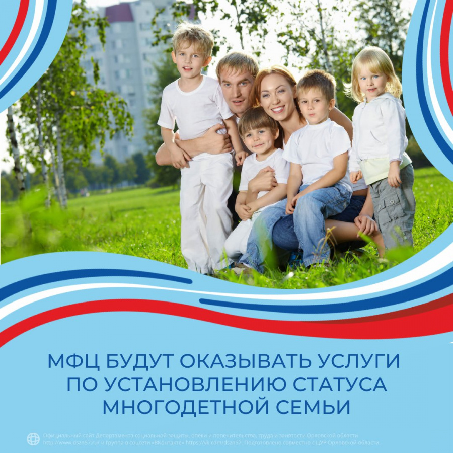 МФЦ будут оказывать услуги по установлению статуса многодетной семьи