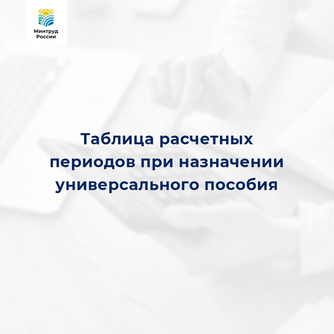 Таблица расчетных периодов при назначении универсального пособия Таблица расчетных периодов при назначении универсального пособия
