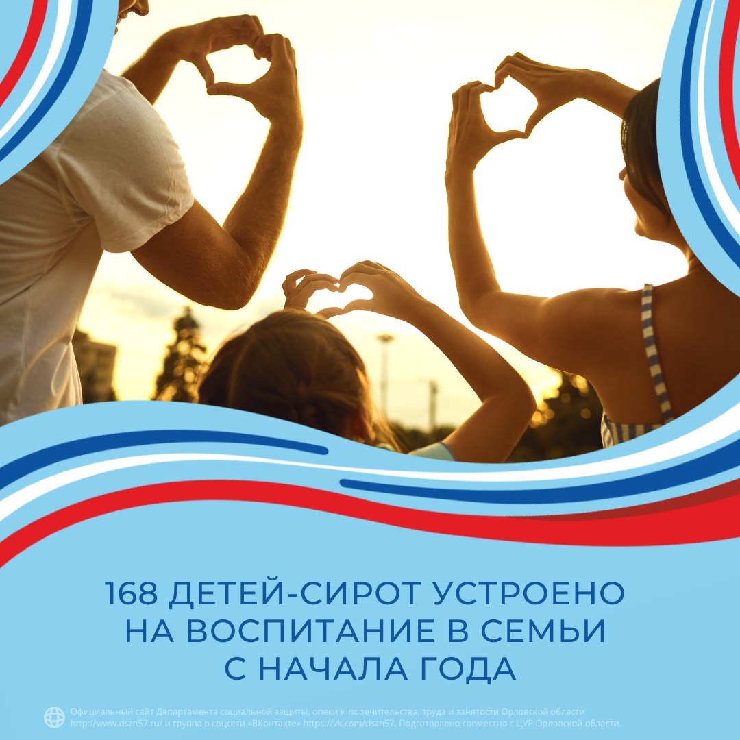 168 детей-сирот устроено на воспитание в семьи с начала года 168 детей-сирот устроено на воспитание в семьи с начала года